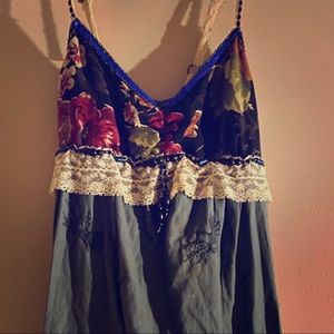 Free People Embroidered Floral Silk &Lace Dress